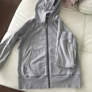 Gray lulu lemon zip up with hoodie.